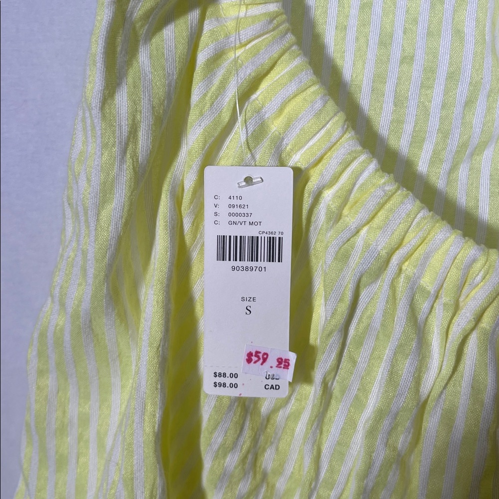 ANTHROPOLOGIE WOMENS BUTTON FRONT SWING BLOUSE YELLOW WHITE SMALL NEW WITH TAGS - Picture 4 of 7